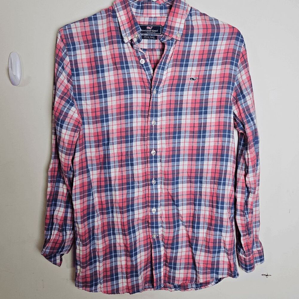 Vineyard Vines Plaid Button Down Whale Shirt Boys Multicolor Size XL/18